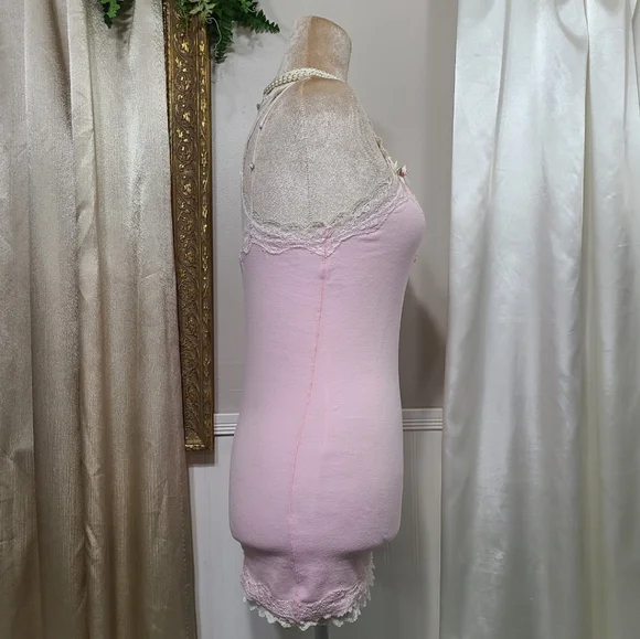 ♡ Y2K ♡ Hollister Baby Pink Lace Cami Satin Rose Bows Tank Top - Picture 5 of 10